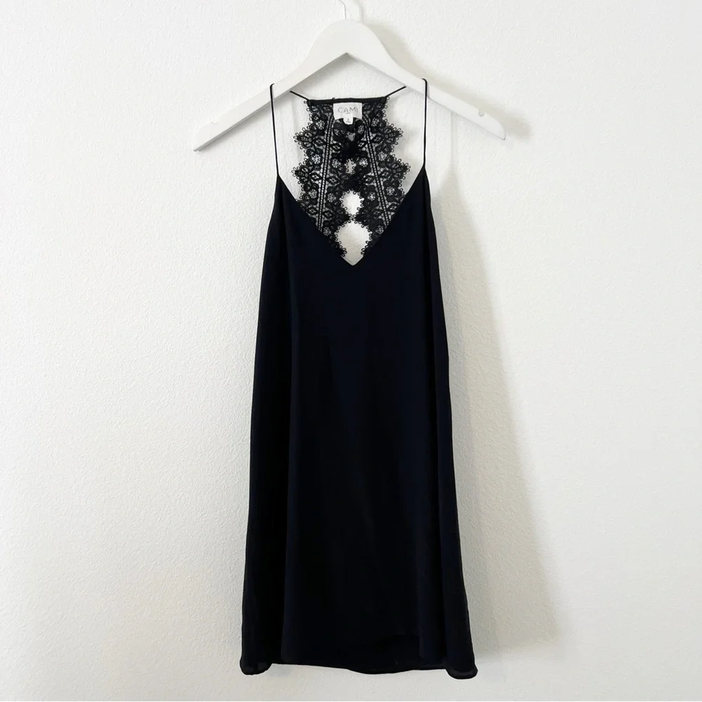 CAMI NYC The Soho Silk Dress Black Lace Open Back Revolve Cocktail Small S